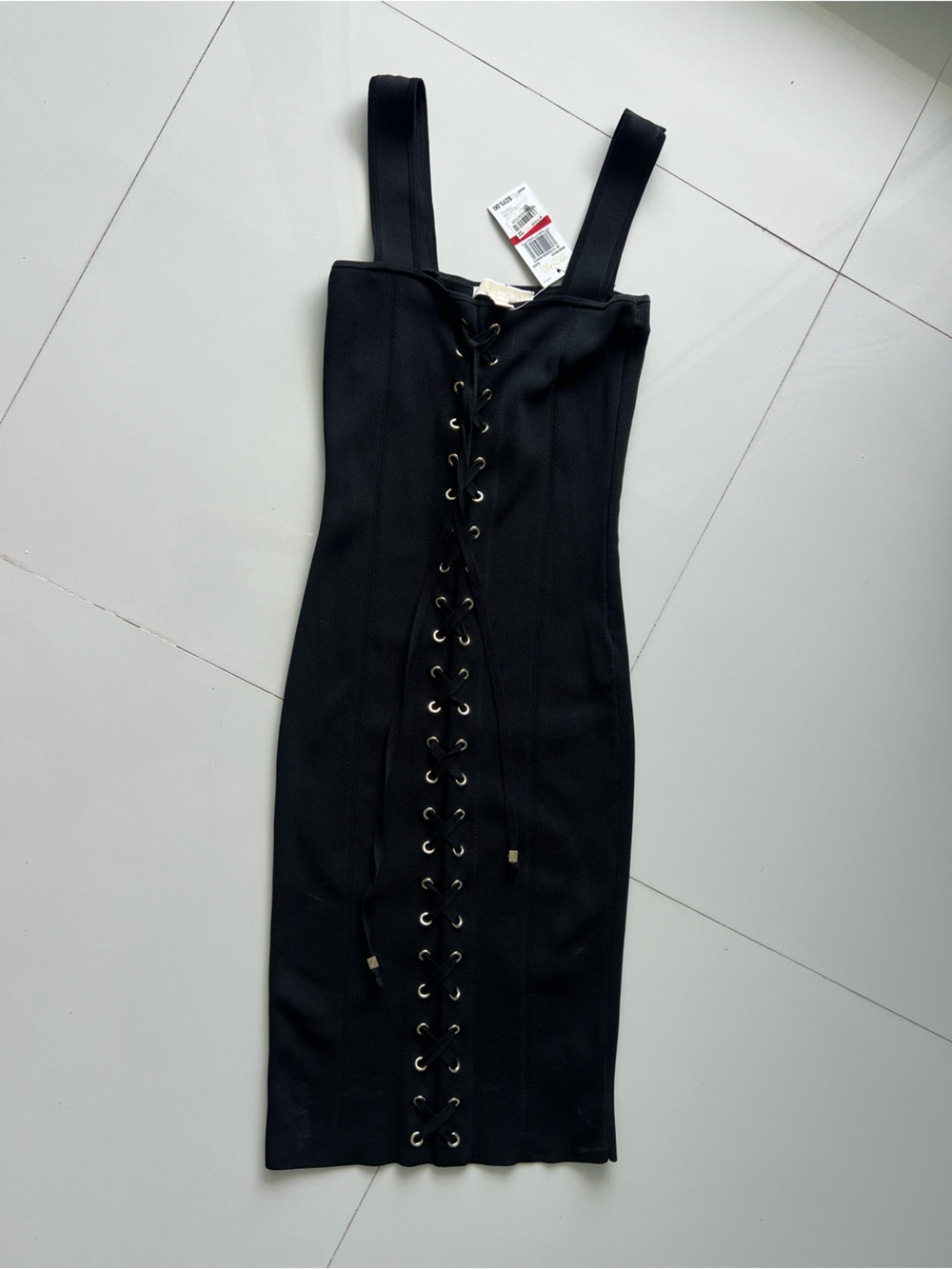 Michael Kors Black Lace-Up Bodycon Dress